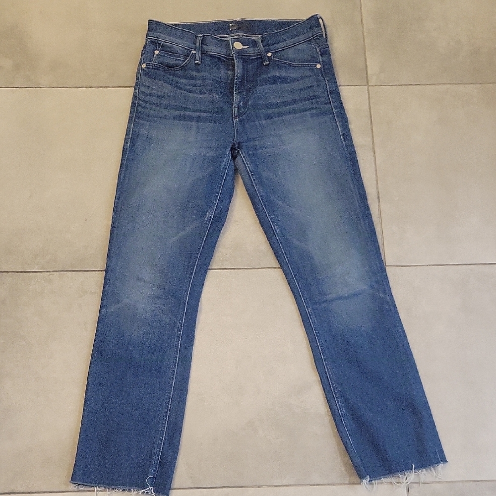MOTHER Women's Straight Leg Blue Jeans